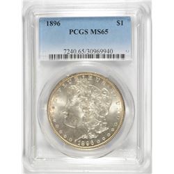 1896 MORGAN SILVER DOLLAR, PCGS MS-65  BLAST WHITE!!