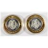 Image 2 : (2) .999 SILVER CASINO TOKENS