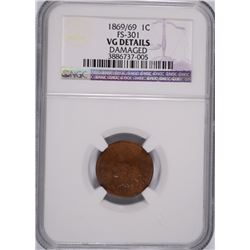 1869/69 INDIAN HEAD CENT NGC VG DETAILS