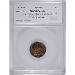 1839-O SEATED DIME SEGS AU-58 DETAILS