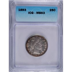 1893 BARBER QUARTER ICG MS-63
