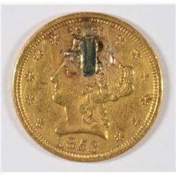 1853 $2.50 GOLD LOVE TOKEN PARTIAL MOUNTING