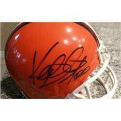2 Different Signed Helmets. Kellen Winslow & Kamerion Wimbley Signed Browns Mini Helmets & Cases