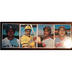 (4) 4"X3" Signed Cards of Willie Strgell #1, Fred Lynn #10, Jim rice #5 & Johnny Benc #3