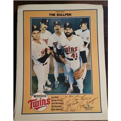 Big Power Poster (20"X15") of The "Bullpen"  With Several Players of the Twins With Signature