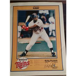 Big Power Poster (20"X15") of The "Kirby" #34 With Kirby Puckett, Outfilder of the Twins With Signat