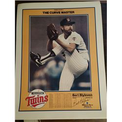 Big Power Poster (20"X15") of The Curve Master #28 With Bert Blyleven Pitcher of the Twins With Sign