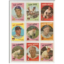Lot of (9) different 1959 Topps Baseball Cards