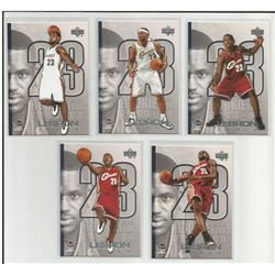 Lot of (5) different 2005-05 Upper Deck LeBron James Rookie of the Year Insert Cards