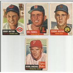 Lot of (4) Original 1953 Topps Baseball Cards