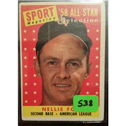 1958 Tops Nellie Fox All-Star Card #479