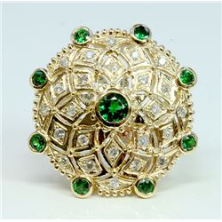 tsavorite 1.07 ct & Diamond 0.48 ct Ring 10.02  gr 14K Yellow   Gold