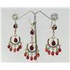 Image 1 : Sterling Silver .925 Ruby Corrundum Set (Ear & Pendant) 20.25g