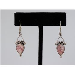 Sterling Silver .925 Pink Gem Earrings