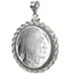 2014 1/2 oz Silver Buffalo Round Pendant (Rope-ScrewTop Bezel)