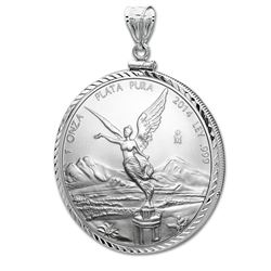 2014 1 oz Silver Libertad Pendant (Diamond-ScrewTop Bezel)
