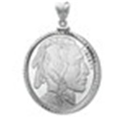 1 oz Silver Buffalo Round Pendant (Diamond-ScrewTop Bezel)