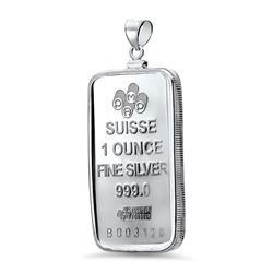 1 oz Silver Bar - Pamp Suisse Pendant (Rosa)