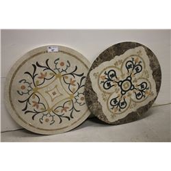 PAIR OF LARGE CIRCULAR MOSAIC STONE INLAYS