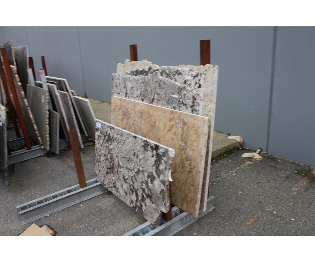 SMALL GRANITE RACK W/ASSORTED GRANITE SLABS - Able Auctions