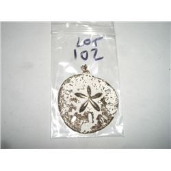 SAND DOLLAR LARGE PENDANT WITH WHITE ENAMEL & GOLD COLORED OBVERSE/REVERSE!! PENDANT CAME OUT OF SAF