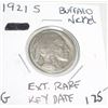 Image 1 : 1921-S BUFFALO NICKEL *EXTREMELY RARE KEY DATE-GOOD GRADE* RED BOOK VALUE IS $125.00+!!