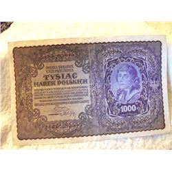1919 POLAND 1000 MARK BANK NOTE (L729 - 13)