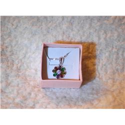 GARNET/PERIDOT/AMETHYST/EMERALD/WHITE TOPAZ PENDANT WITH NECKLACE (L732 - 21)