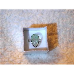 SNAKESKIN QUARTZ SILVER OVERLAY RING (L732 - 22)