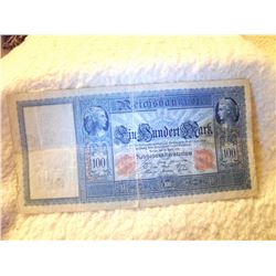 1910 GERMAN 100 MARK BANK NOTE (L729 - 21)