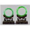 Image 1 : Two Chinese Emerald Green Hardstone Bangles
