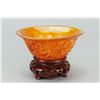 Image 2 : Chinese Horn Carved Libation Cup w/ Stand