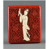 Image 1 : Chinese Lacquer Box w Ivory Inlaid Figure