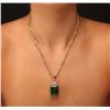 Image 2 : 14KT Yellow Gold GIA Certified 38.72ct Emerald and Diamond Pendant With Chain