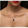 Image 2 : 14KT White Gold 1.55ct Emerald and Diamond Necklace