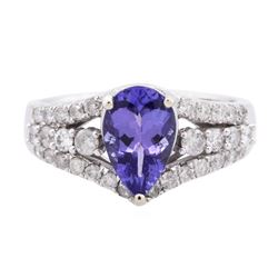 14KT White Gold 1.88ct Tanzanite and Diamond Ring