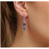 Image 1 : 14KT White Gold 7.60ctw Tanzanite, Sapphire and Diamond Earrings