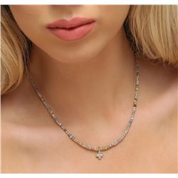 14KT Yellow Gold 32.61ctw Rough Diamond Necklace With Charm