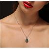 Image 2 : 14KT White Gold 3.20ct Emerald and Diamond Pendant With Chain