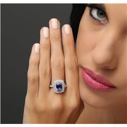 14KT White Gold 2.10ct Tanzanite and Diamond Ring