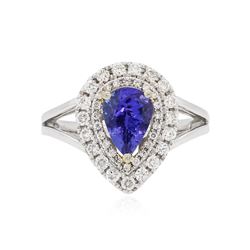 14KT White Gold 1.22ct Tanzanite and Diamond Ring