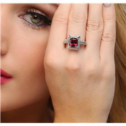 14KT White Gold 3.09ct Rhodolite Garnet and Diamond Ring