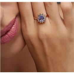 14KT Rose Gold 0.96ct Tanzanite and Diamond Ring