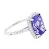 Image 2 : 14KT White Gold 3.83ct Tanzanite and Diamond Ring