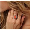 Image 1 : 14KT White Gold 5.19ct Coral and Diamond Ring