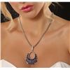 Image 2 : 14KT White Gold 15.07ctw Sapphire & Diamond Pendant with Chain