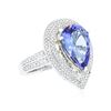 Image 2 : 14KT Two-Tone Gold 4.23ct Tanzanite and Diamond Ring