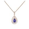 Image 4 : 14KT Rose Gold 1.99ct Tanzanite and Diamond Pendant With Chain