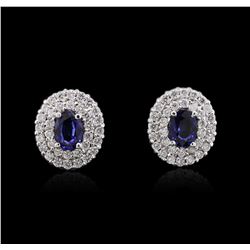 14KT White Gold 1.84ctw Sapphire and Diamond Earrings