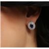 Image 3 : 14KT White Gold 1.84ctw Sapphire and Diamond Earrings